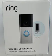 Ring Essential Kit with Battery Doorbell & Indoor Cam SEALED