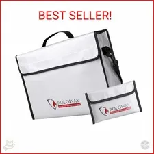 ROLOWAY Fireproof Document & Money Bags, Large Fireproof & Water Resistant Bag (