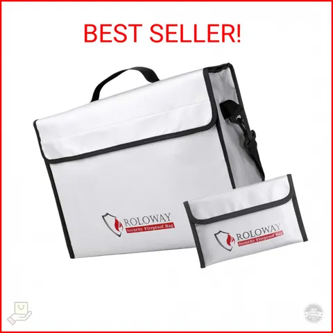 ROLOWAY Fireproof Document & Money Bags, Large Fireproof & Water Resistant Bag (