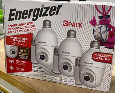 Energizer Smart 56Hz Wifi Indoor/Outdoor Socket Camera w Motion Tracking 3-Pack