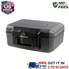 Fireproof Safe Box Key Lock Document Storage Portable Fire Resistant 0.18 Cu Ft