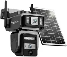 SecKun AJ19 Outdoor Solar Wireless Home Security Camera, 2.4GHz WiFi, Dual Le...