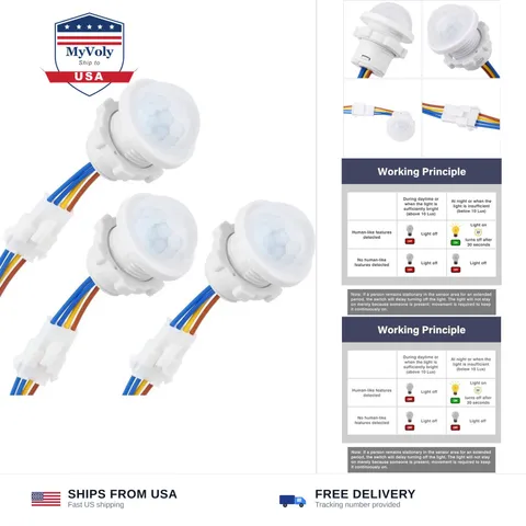 3-Pack Motion Sensor Light Switch for Existing Lights | 30-second delay, PIR ...