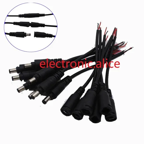 10x15cm 5.5x2.1mm DC connectors with locking buckle Female Male Plug Black Color