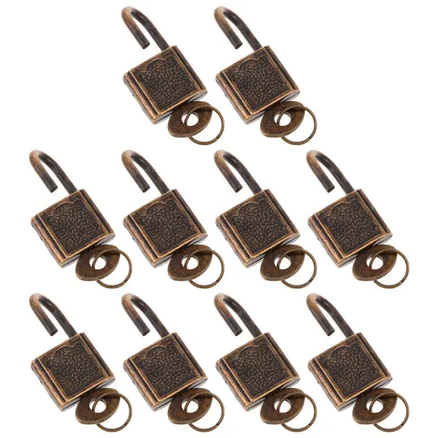 10Pcs Small Padlock Chinese Lock and Key Vintage Furniture Locks Suitcase