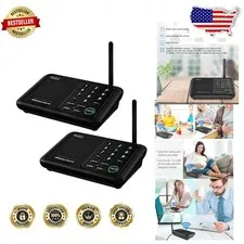 Wireless Home Intercom 1 Mile 10 Channel Power Bank Supply 2 Pack Black