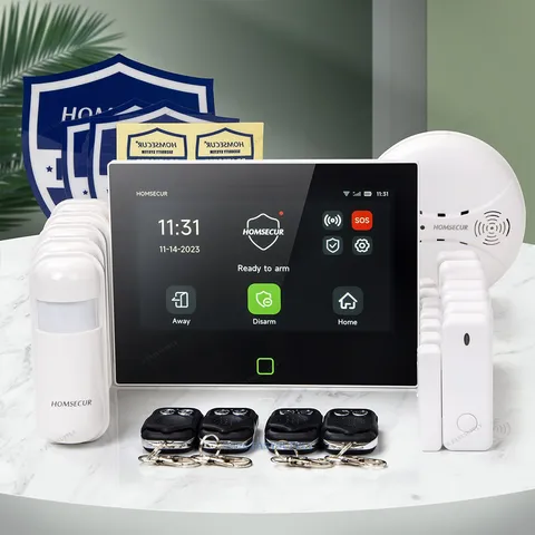 HOMSECUR Wireless WIFI 4G 2G LCD SMS Autodial Home 7" Alarm System Touch Screen