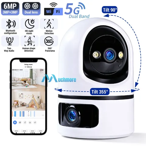 2K Dual Lens Security Camera System PTZ Auto Tracking Home Wifi Night Vision Cam