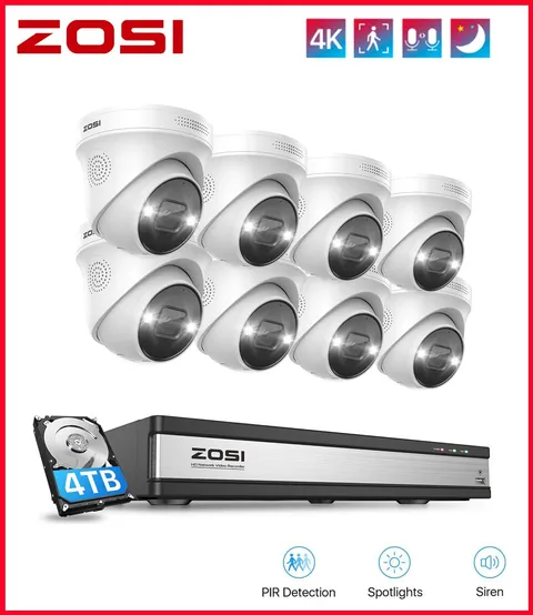 ZOSI 16 Channel 4K NVR 8MP  Starlight  Microphone PoE IP Security Camera System
