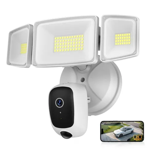 Hardwired Floodlight Camera Outdoor, 5500LM 2K HD Security Camera with Lights...