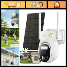 2K Wireless Solar Security Camera, 360° Auto Tracking, Color Night Vision, 2-Way