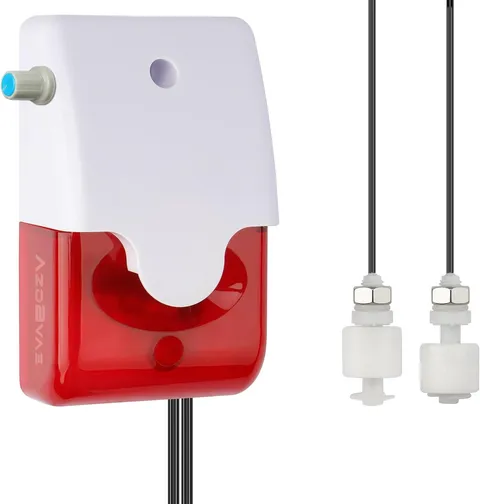 High / Low Water Level Sensor Detector Alarm 120 Db Red Strobe Siren, Adjustable