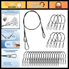 20 Pack Black Security Cables, 2ft Stainless Steel Wire Ropes, 50lb Load Capacit