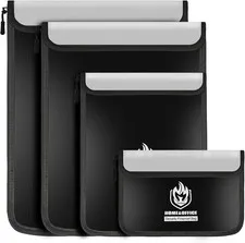 4 Pack Fireproof Document Bags, Waterproof Document Pouch Holder with Zipper, Fi