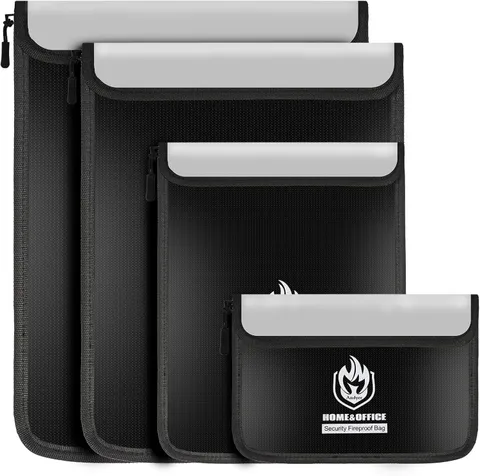 4 Pack Fireproof Document Bags, Waterproof Document Pouch Holder with Zipper, Fi