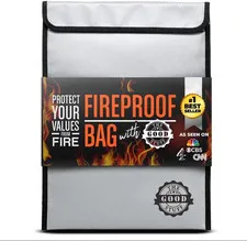 Fireproof Document Bag Legal Size 15x11 Waterproof Flame Retardant Cash Safe