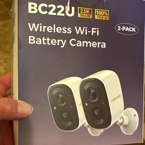 CINMOOORE BC22U 2.5K Wireless Wi‑Fi Battery IP Camera 2‑Pack Black/White