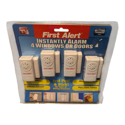 First Alert Door Window Alarms Wireless Security Sensors 4 Pack Peel & Stick NIP