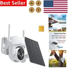 4G LTE Solar Security Camera Wireless PTZ 2K HD Outdoor No WiFi SIM Card Remote
