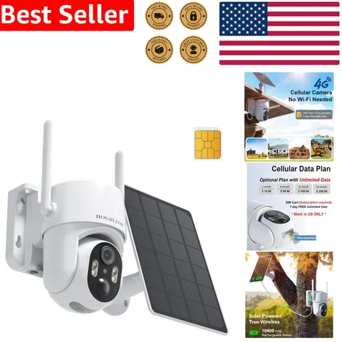 4G LTE Solar Security Camera Wireless PTZ 2K HD Outdoor No WiFi SIM Card Remote