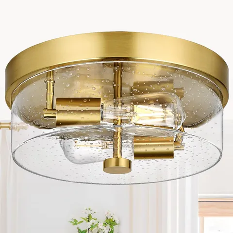 Flush Mount Ceiling Light Fixtures, 2-Light Gold for