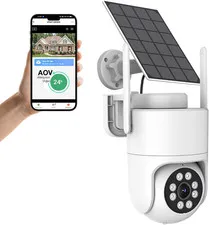 5MP Solar Security Cameras Wireless Outdoor, 3K AOV 24/7 Recording Cameras for H