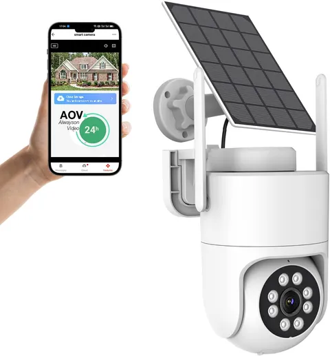 5MP Solar Security Cameras Wireless Outdoor, 3K AOV 24/7 Recording Cameras for H