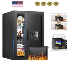 Robust 16.54-Inch Home Safe with LED Light & Fireproof Waterproof Bag – 2.5 Cuft