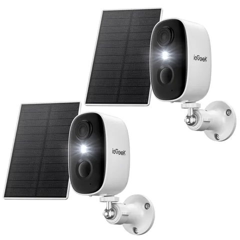 Solar Outdoor Security Cameras Wireless, 2K Color Night Vision, Surveillance wit