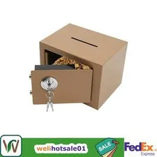 Gold Q235 Steel Safe Box 4.6L Mechanical Key Lock for Jewelry Document Money