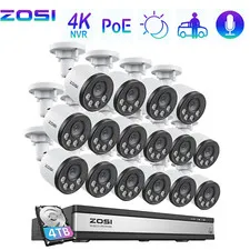 ZOSI 4K Wired 16CH NVR PoE Security IP 4MP Camera 4TB Audio CCTV System ColorVu