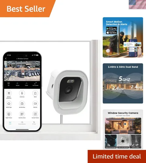 Compact Window-Mounted Security Camera - Full-Color Night Vision & HD Recording