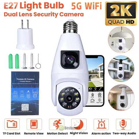 Smart Wireless Dual Lens Security Camera Home System Light Camera 360° PTZ Home