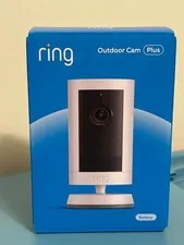 New Ring Outdoor Cam Plus Battery 2K HD Security Camera White