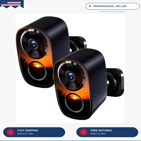 2026 Upgraded 2K Security Cameras Wireless Outdoor (2-Pack), Free Cloud & SD Sto
