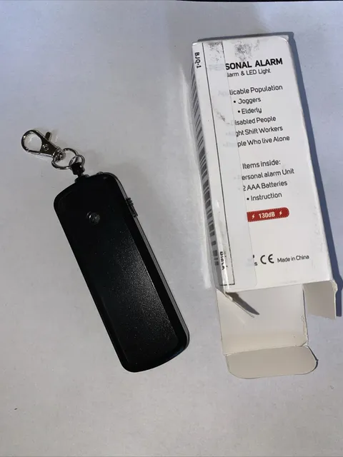 Portable Siren Security Alarm LED Light Key Chain with Flash Light Alert Black