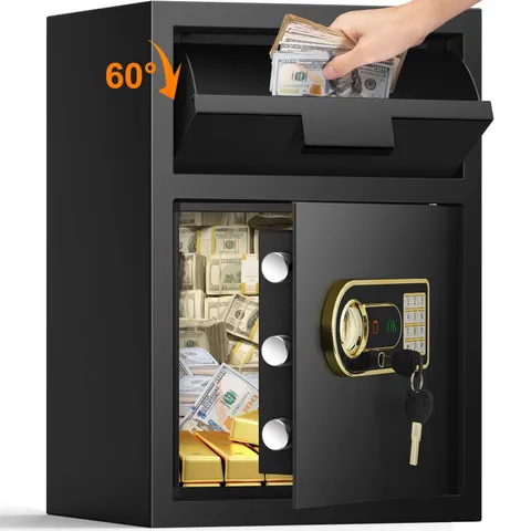 2.8 Cubic Drop Safe for Business, Anti-Theft Drop Slot Safes for Money with D...