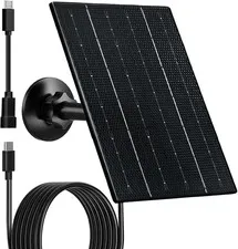 4W Solar Panel for Security Camera, USB-C & Micro USB Solar Charger for 5V Recha