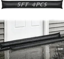 4pcs 5ft x 8in Water Activated Flood Barriers for Home - Sandless Sand Bags, Reu