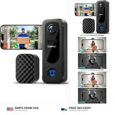 ZUMIMALL 2K Wireless Doorbell Camera No Subscription, Battery Powered | with ...
