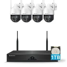 JENNOV WiFi 5MP IP Security Camera System 24/7 Record 360° PTZ CCTV 1TB NVR
