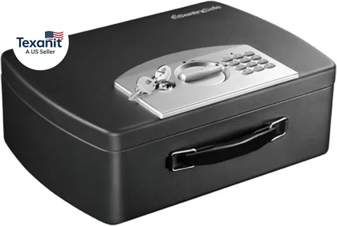 Portable Black Safe Box with Digital Keypad Lock, Small Steel Travel Safe with C