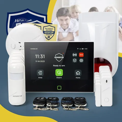 HOMSECUR Wireless WIFI 4G 2G SMS Autodial LCD Burglar Intruder 7" Alarm System