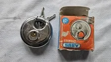 Vtg ABUS Diskus No24 Hardened Stainless Steel Padlock & 2 Keys