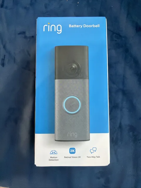 Ring Battery Doorbell newest model Retinal 2K with wide-angle video Speckle Gray
