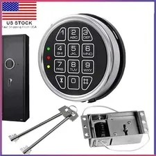 Electronic Gun Safe Lock ‎Replacement Chrome Keypad with Solenoid 2 Override Key