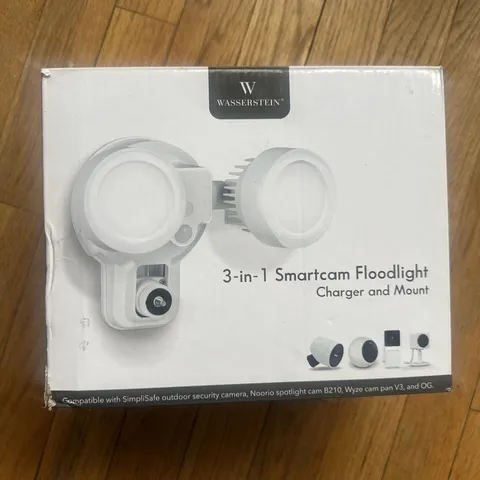 Wasserstein 3-in-1 Floodlight Charger Mount for Wyze & Noorio Cameras – White