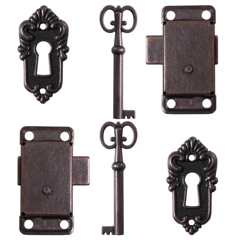 Decorative Lock Jewelry Box Latch Vintage Cabinet Locks Key Cupboard Latches