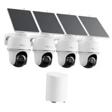 5MP Solar Security Cameras Wireless Outdoor, 360° Pan Tilt Auto 4-Cam Kit