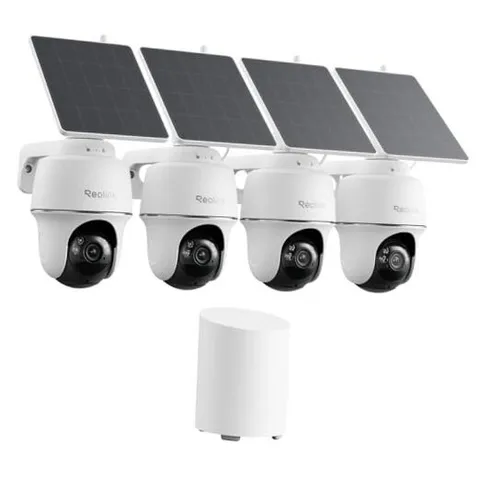 5MP Solar Security Cameras Wireless Outdoor, 360° Pan Tilt Auto 4-Cam Kit